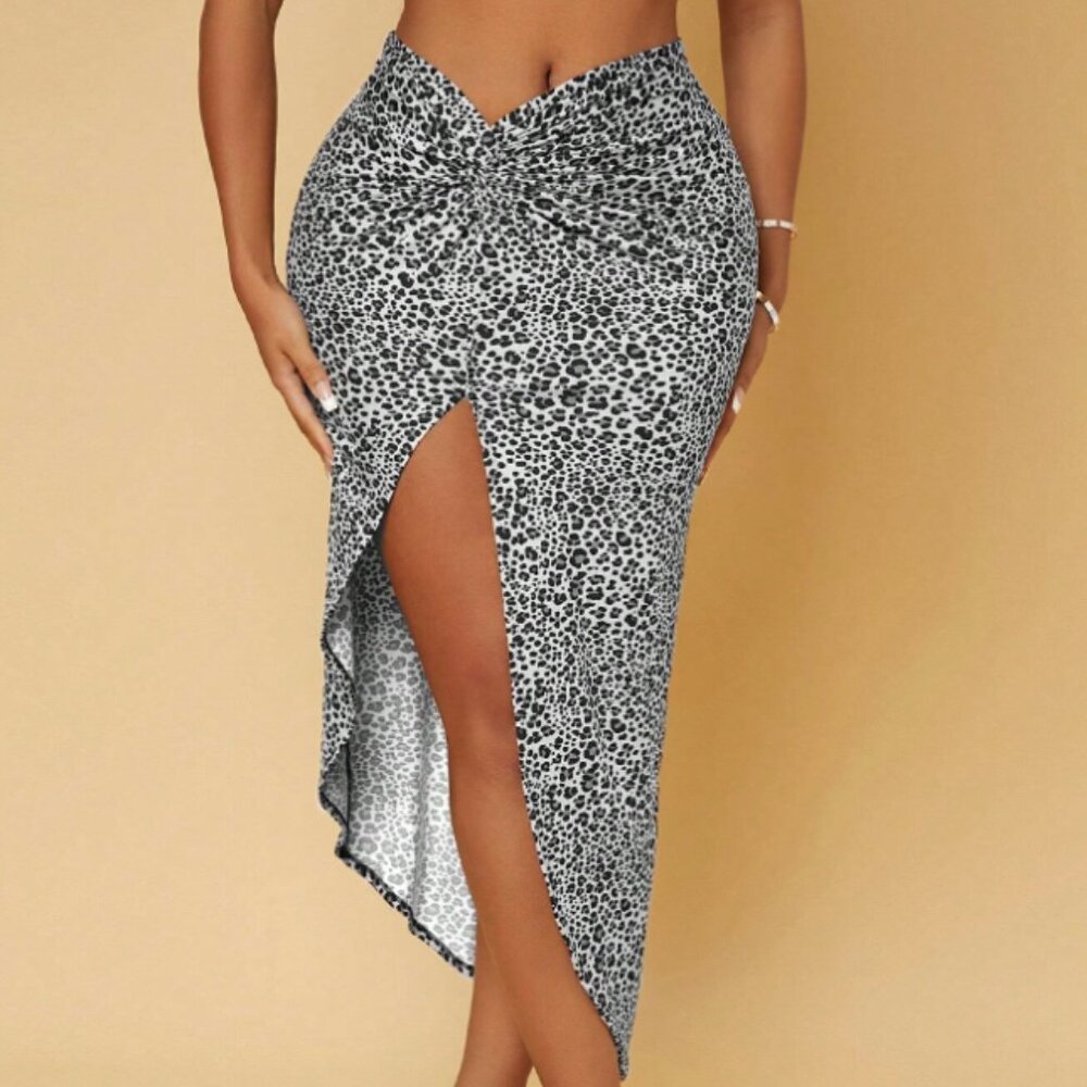 Sexy bodycon leopard midi skirt
